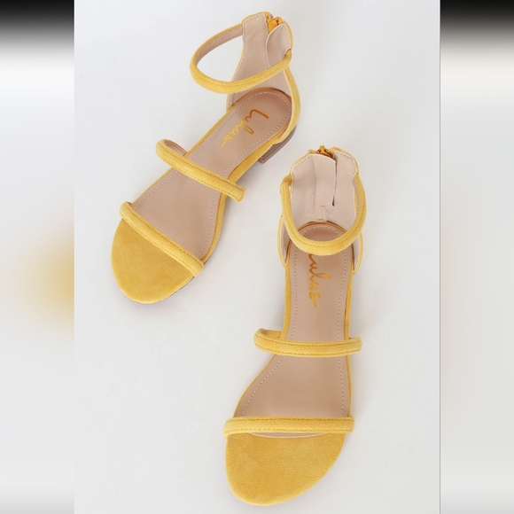 Lulus Quin Mustard Suede Flat Sandals - Picture 1 of 9